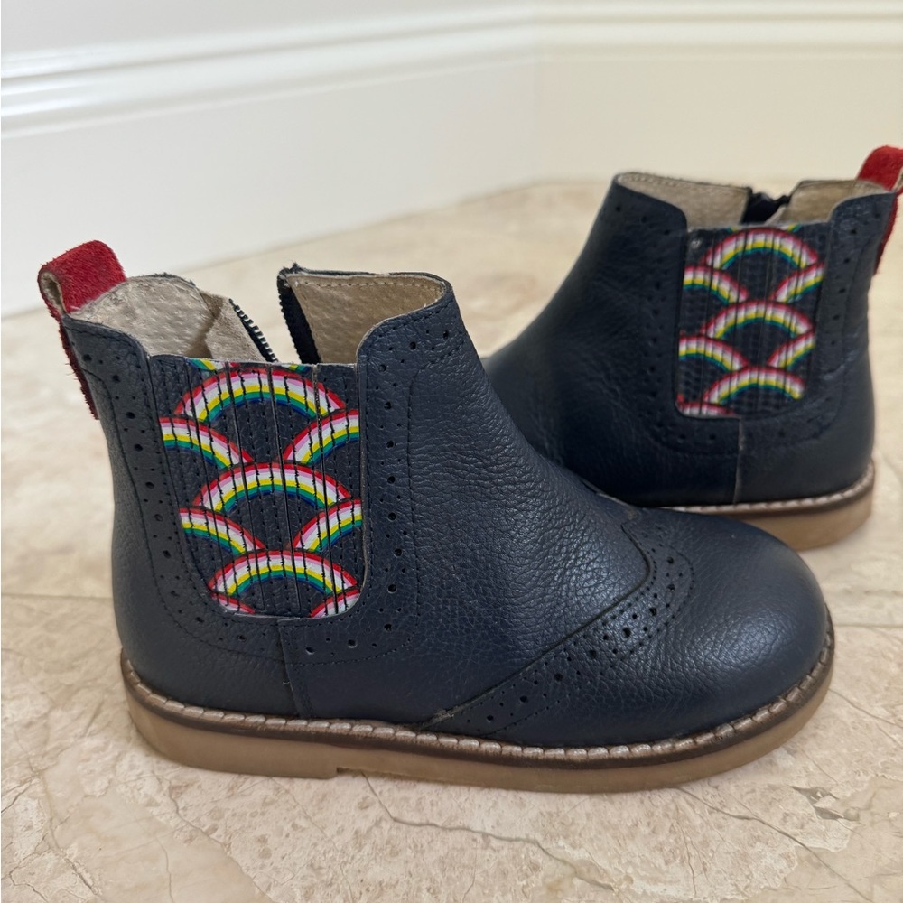 Boden Navy Leather booties- EUC